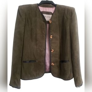 Vintage Designer Blazer| Gabriel Levy | Suede Leather| Women's Size Small